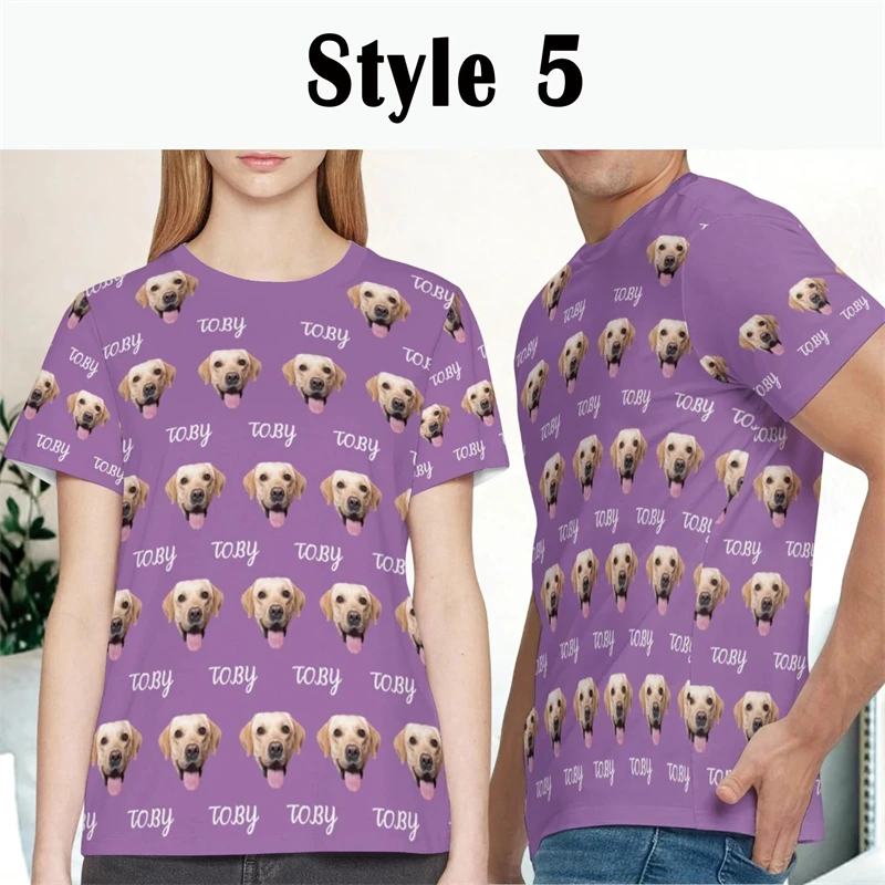 Pet Family Funny Customized Photo T-shirt Unisex Personality 3D Print Casual Outdoor Stroll Loose Tshirts Unique Cultural Tee