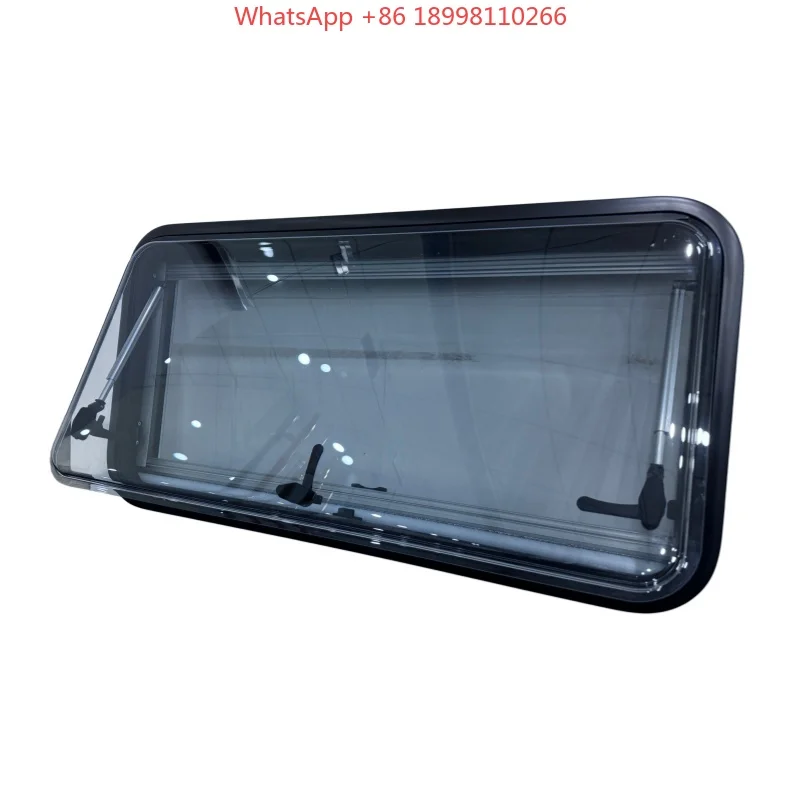 Replacement Rounded Corner Caravan RV Aluminum Alloy Side Window Acrylic Glass with Shade & Fly Screen for Camping