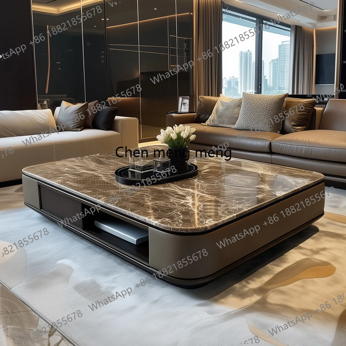 Marble coffee table flat large apartment, light luxury and high-end modern spot