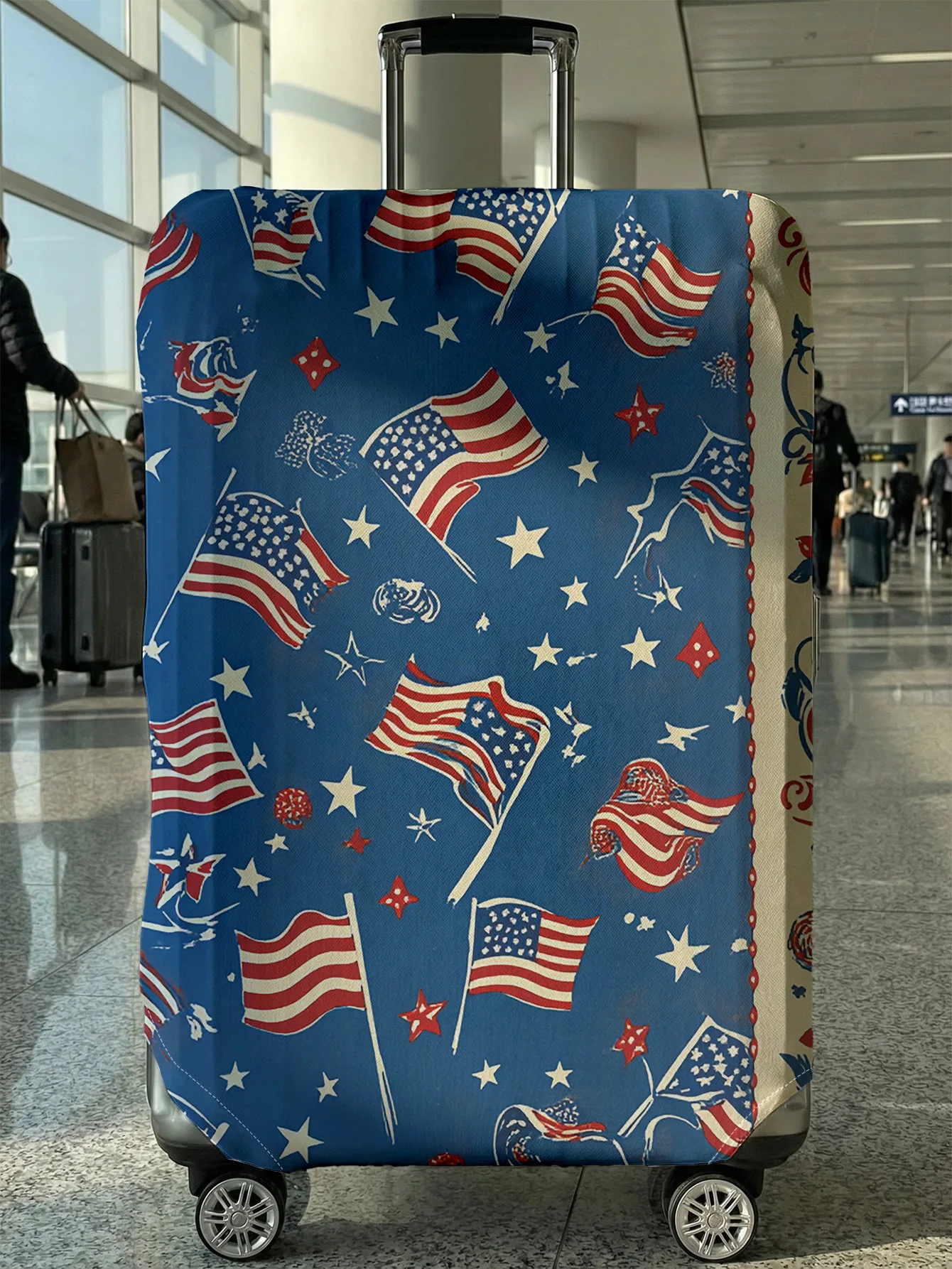 

Синий чехол для багажа с винтажным американским флагом и звездами, подходит для чемоданов 18-32 дюймов, чехол на ручку чемодана, дорожный аксессуар