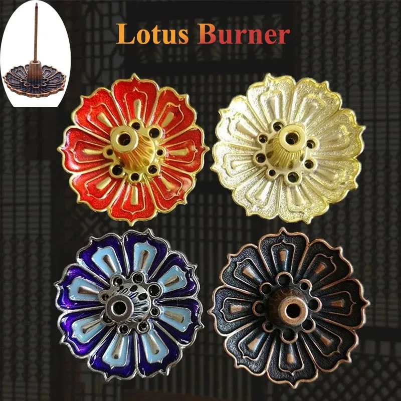 1 Pcs 9-Hole Alloy Incense Holder Mini Lotus Flower Incense Sticks Burner Cones Censer Teahouse Home Decoration Accessories