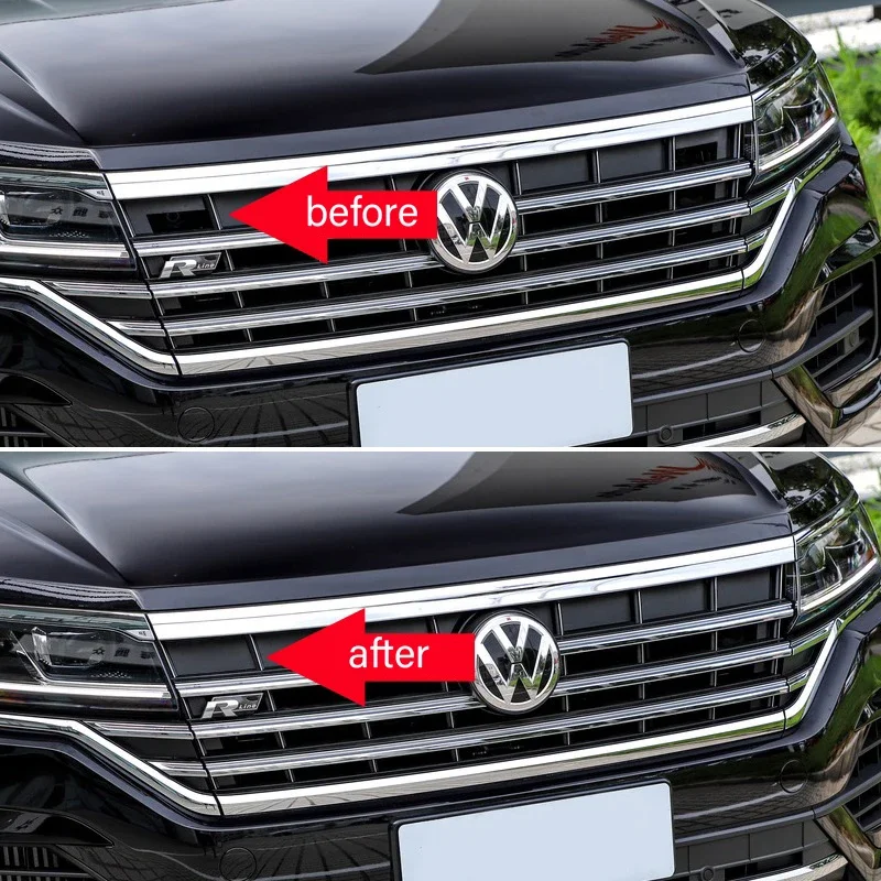 Front Middle Grille Blocking Cover Sticker Plate Dust-proof Central Grid Baffle for VW Touareg Exterior Accessories 2019-2024