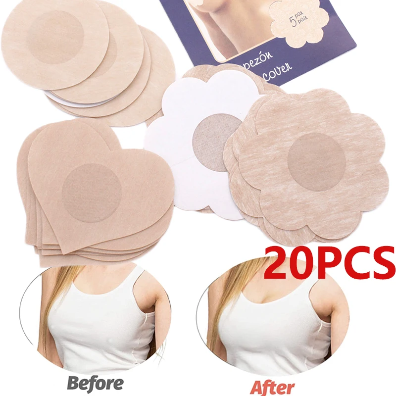 

20pcs Soft Nipple Covers Disposable Breast Petals Flower Sexy Tape Stick On Bra Pad Pastie For Women Intimate Accessories Nipple