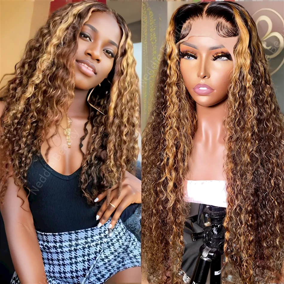 

HD Lace Frontal wig 13x6 Transparent Highlight Colored Curly 100% Human Hair 30 Inch Deep Wave Brazilian Wigs For Women Choice