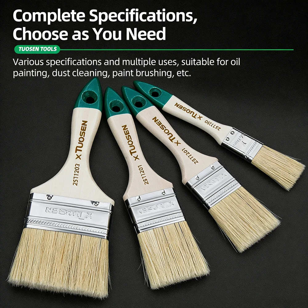 Multi-Purpose Wood Handle Brush Hard Bristle Non-Shedding for Painting Cleaning Industrial Applications