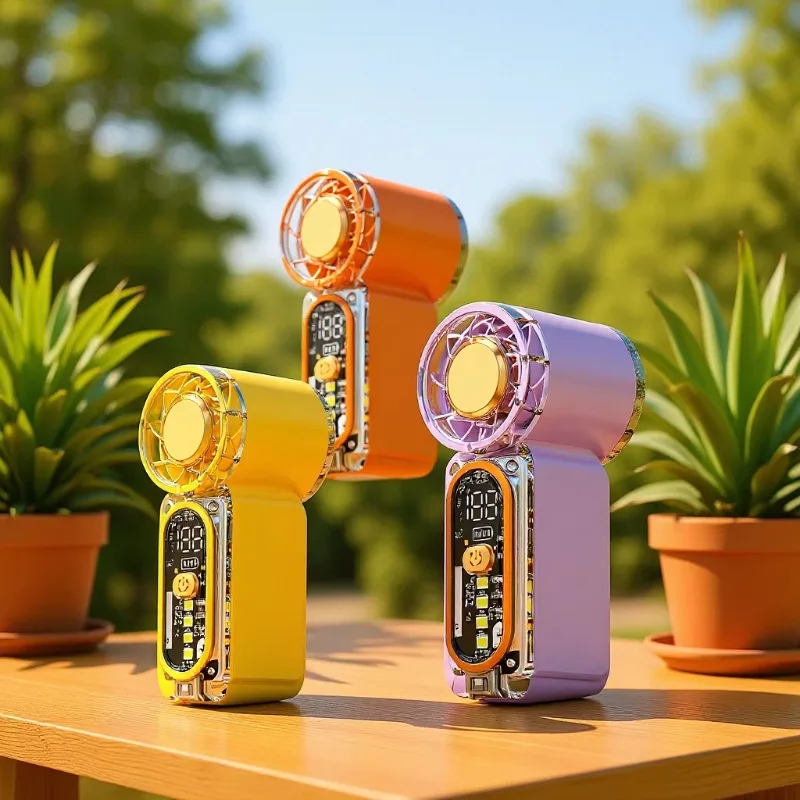 **NEW Mini Handheld Fan - Portable Turbo Fan with 100 Wind Speed, 2000mAh & Type-C, - Cooling Blower，Travel,R Cooling Device