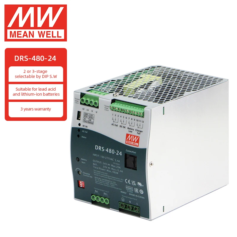 

Mean Well New Model DRS-480-24 Uninterrupted Backup Battery Din Rail Meanwell Power Supply 240W 480W 12V 24V 36V 48V