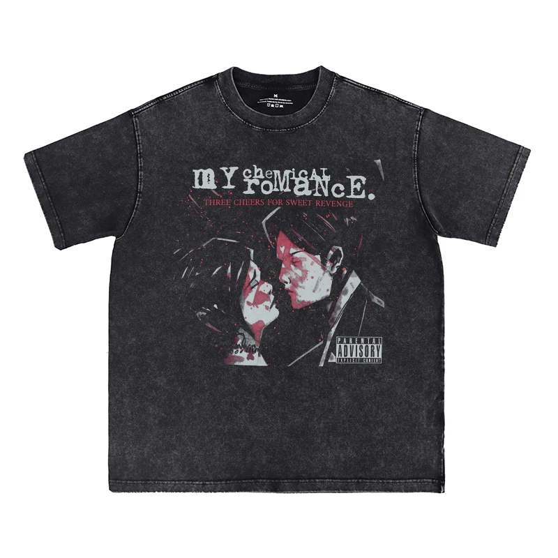 

Washed Do Old Rock Band Retro American Street Punk Hip Hop Short Sleeve Men T-Shirt Women Fashion Street Hip-hop Top