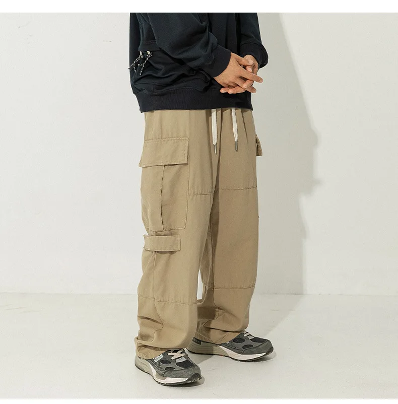 

TRSYPHXM 2024 new American workwear pocket casual pants men's 2024 autumn style loose retro versatile pure cotton pants