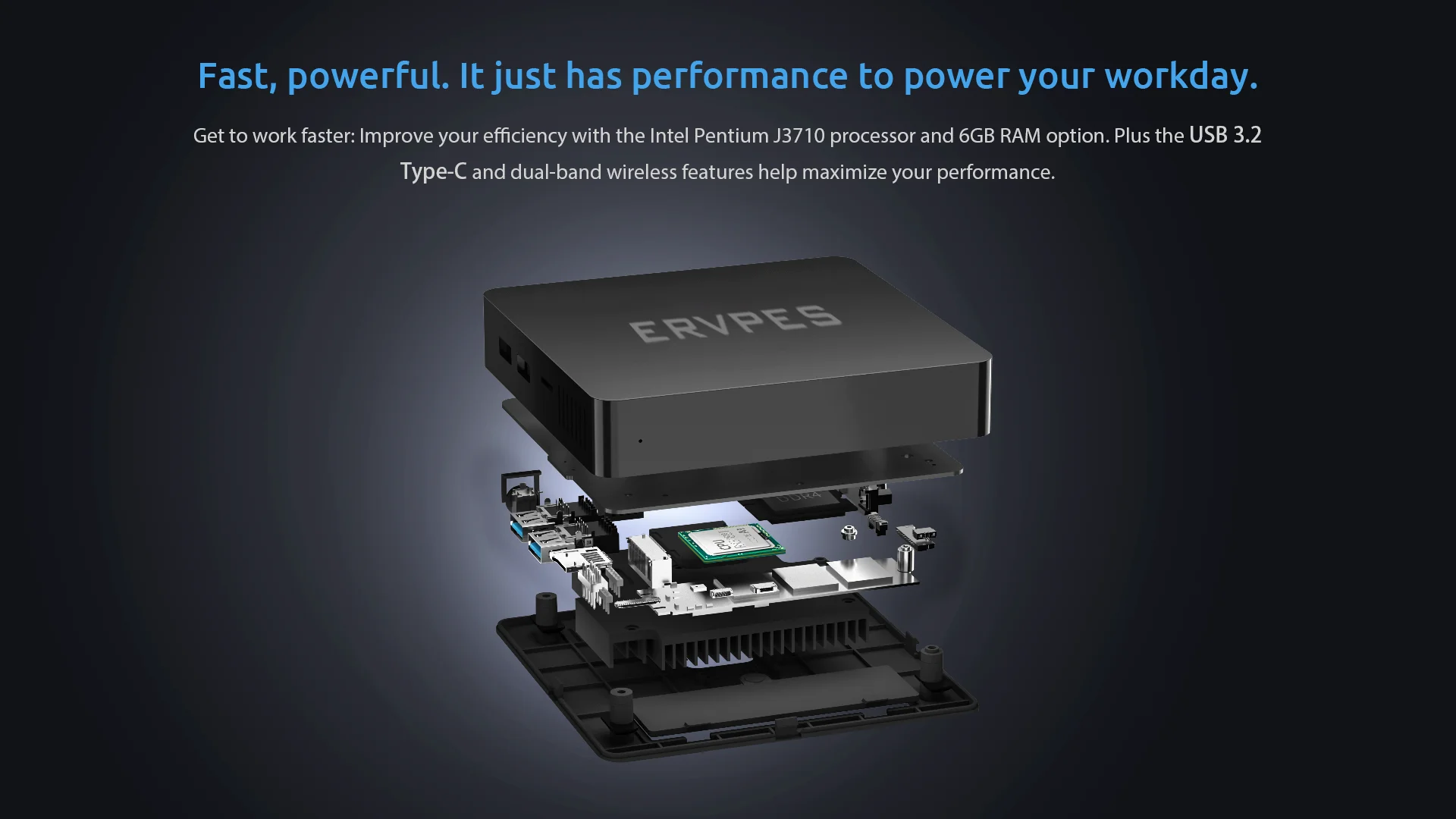 ERVPES B20E Mini PC, Windows 11, 8GB RAM 128GB SSD, Intel Pentium Gold 6500Y, Dual-Band WiFi, Compact Desktop for Home