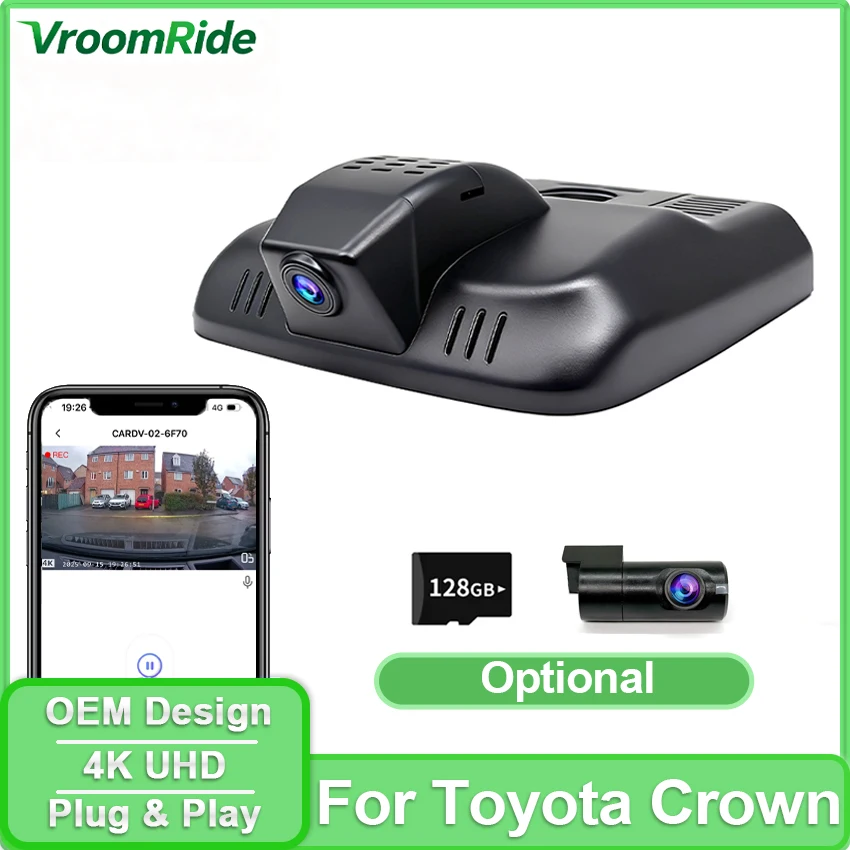 

Car Camera for Toyota Crown (16th Gen) 2023 2024 2025 2026, 4K 2160P Dash Cam For Crown, Control by APP WIFI Connect, OEM Look