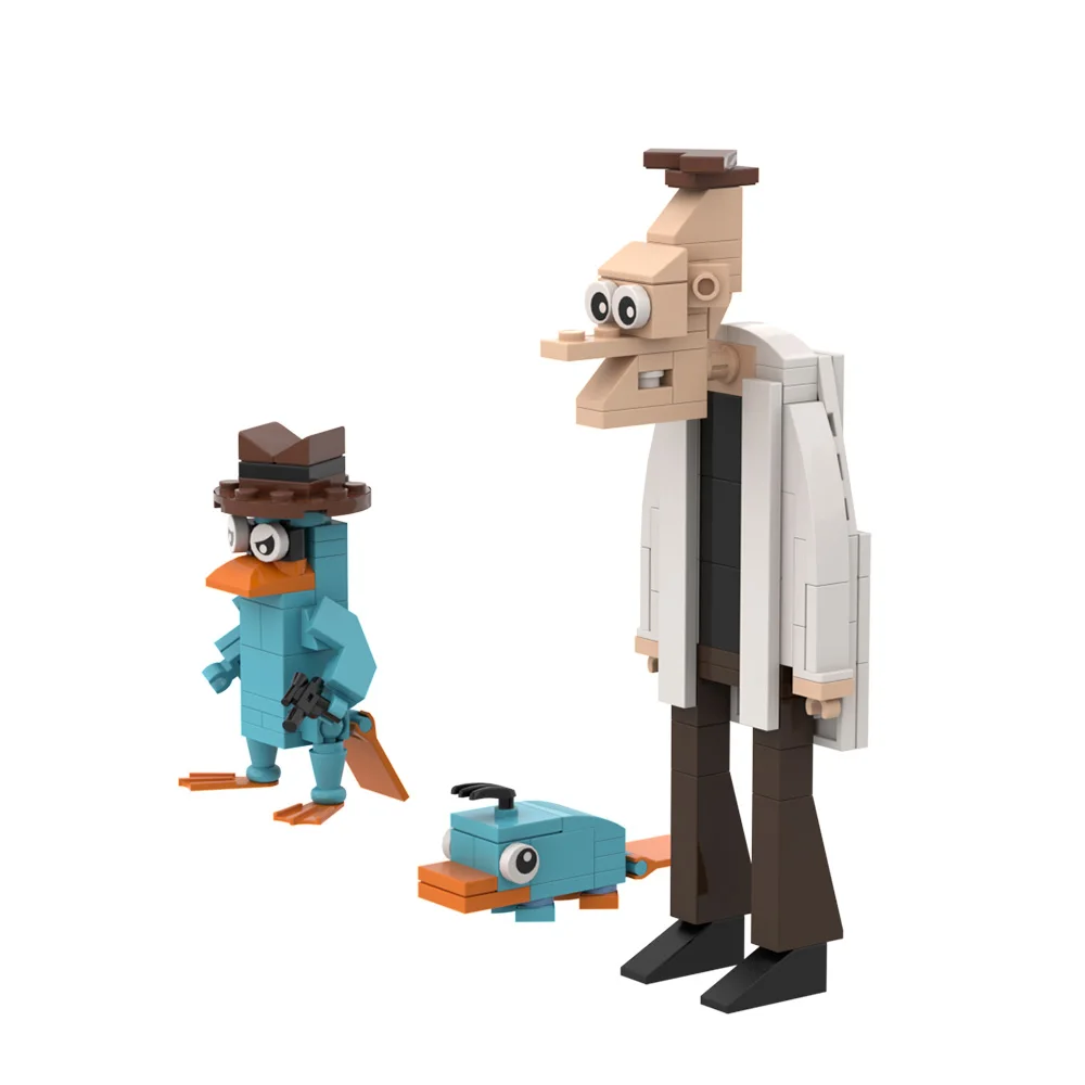Gobricks MOC Phineas و Ferb Bricks Perry the Platypus Dr. Heinz Doofenshmirtzemble لعبة مكعبات البناء لتقوم بها بنفسك هدية للأطفال