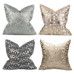 Modern Plaid Cushion Cover - Throw and High-Quality Decorative Pillowcase In Blue/Black/Gold Colors for Luxury Sofa and Home