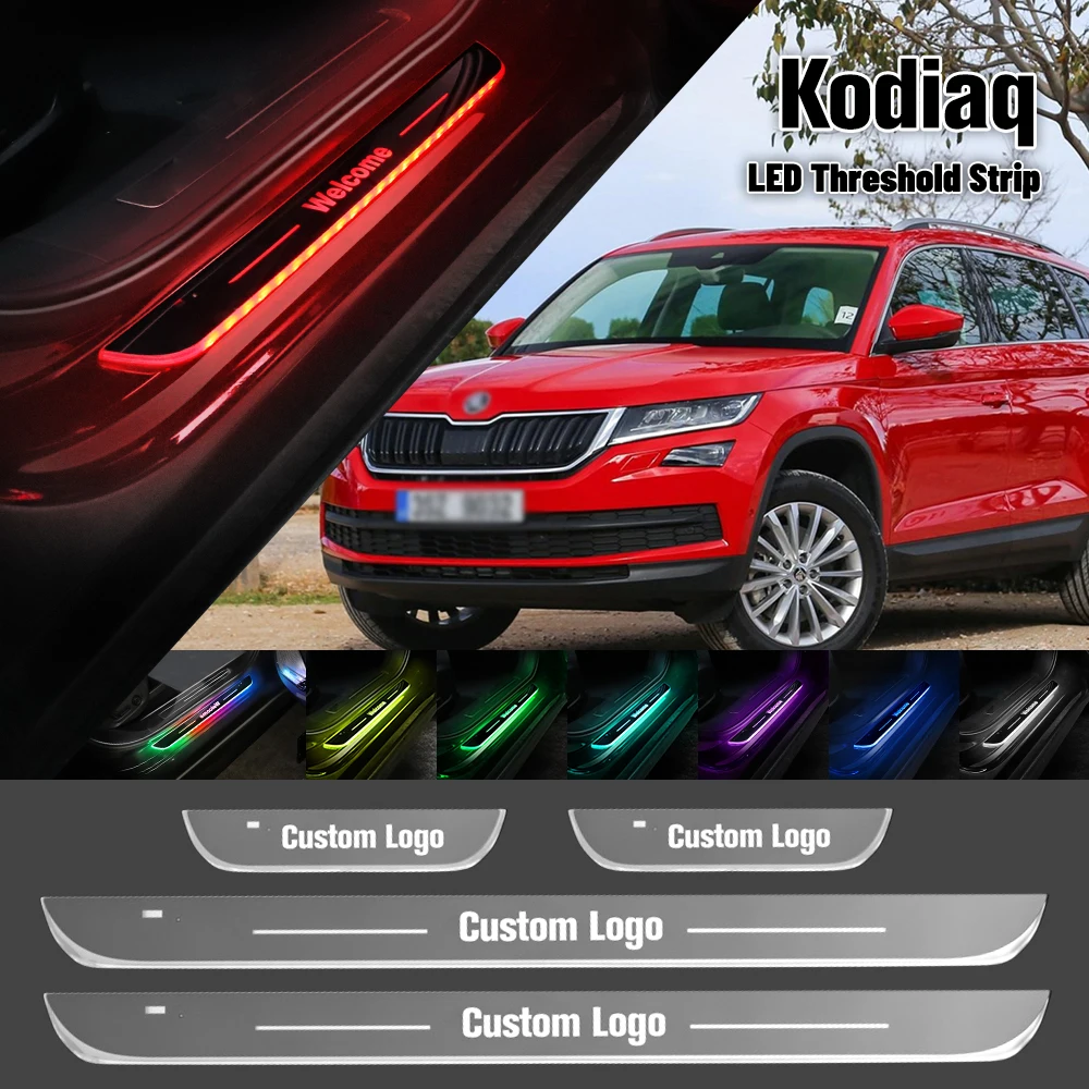 For Skoda Kodiaq 2016-2023 Car Door Sill Light Customized Logo LED 2020 2021 2022 Welcome Threshold Pedal Lamp Accessories