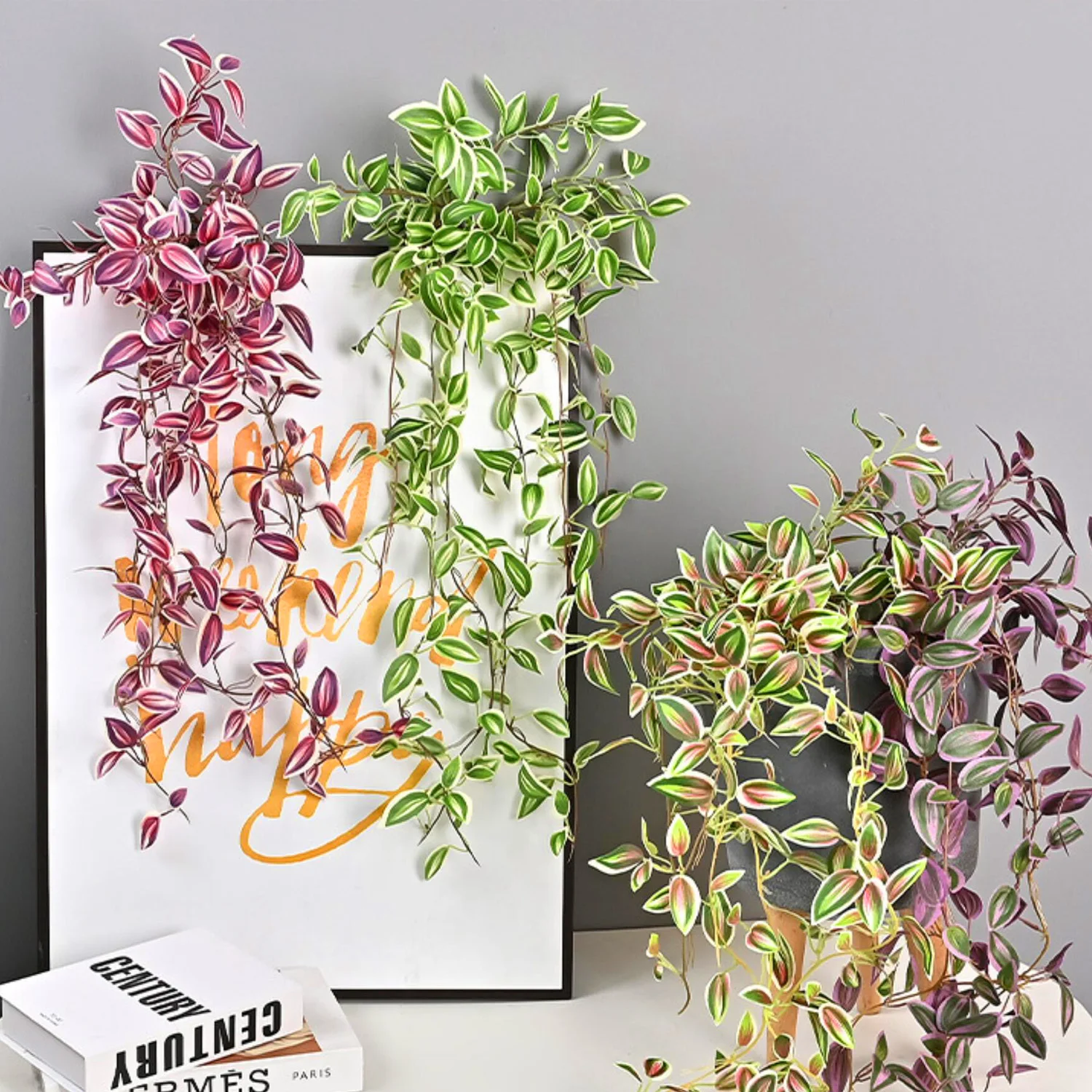 أوراق الكروم الصناعية ، نباتات معلقة وهمية ، أوراق شجرة الحرير ، الخيزران الأخضر ، الروطان المتعرج ، حديقة المنزل ، ديكور الزفاف ، 75*29"