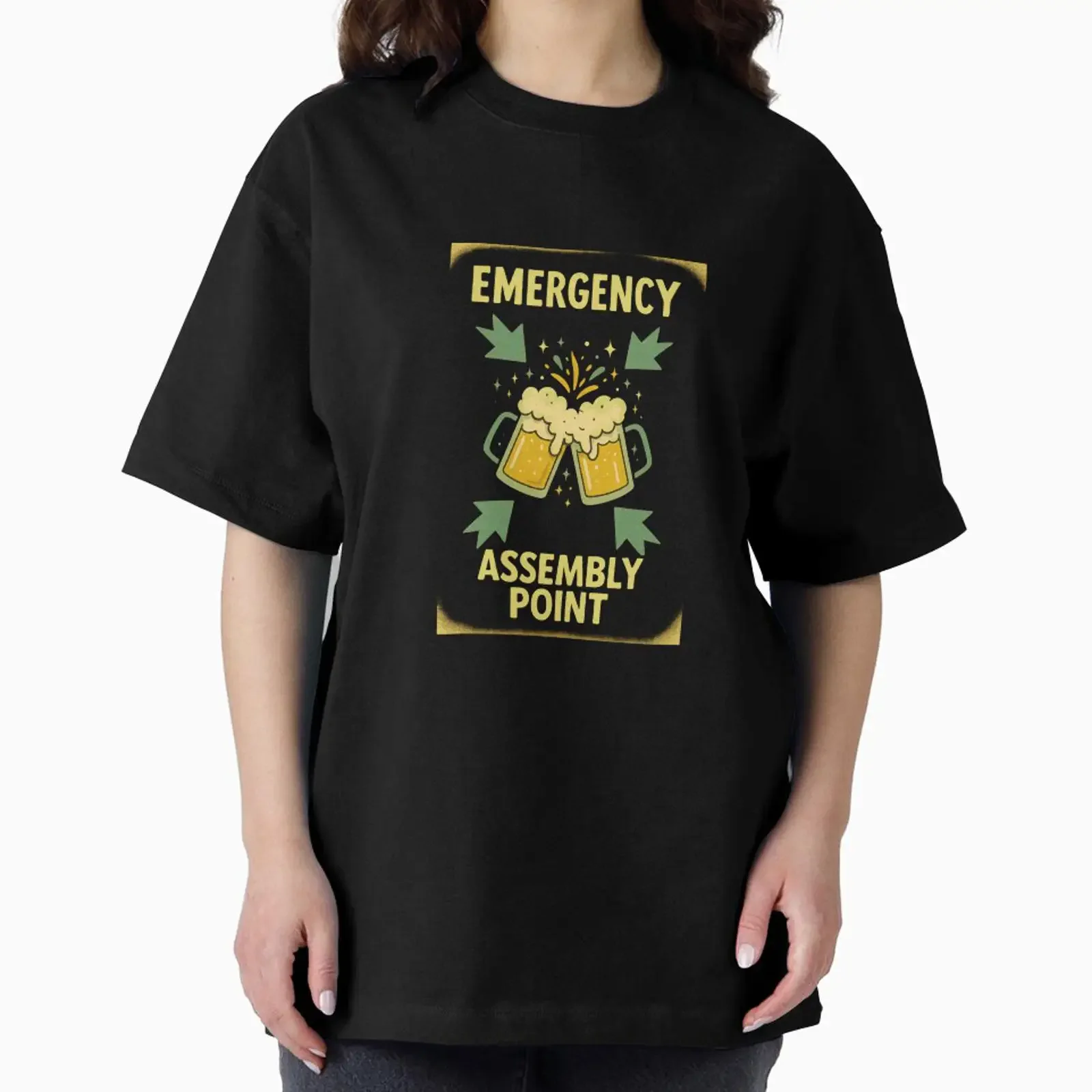 Emergency Assembly Point Funny Beer Mugs Clinking Party T Shirt designed and sold by JonelCrafts vintage Washed
