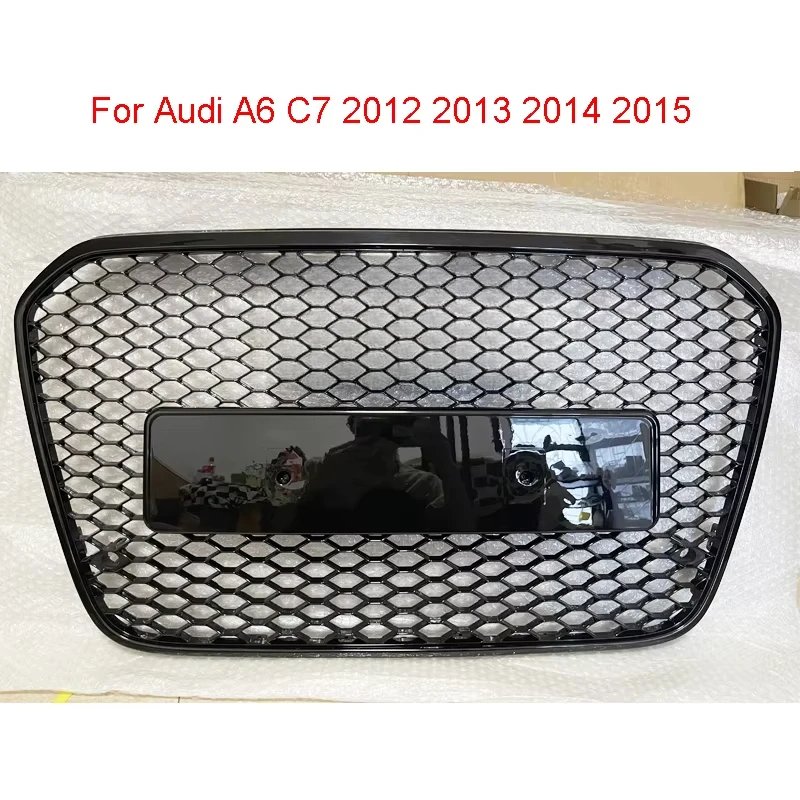 

For RS6 Style Front Sport Hex Mesh Honeycomb Hood Grill Black for Audi A6/S6 C7 2012-2015 Car-Styling Accessories Without Logo