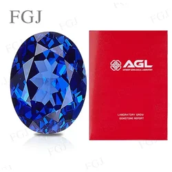 Hot Sale Lab Grown Sapphire Oval Cut Royal Blue Top Quality Pendant Gemstone For DIY Jewelry Making Selectable AGL Certificate