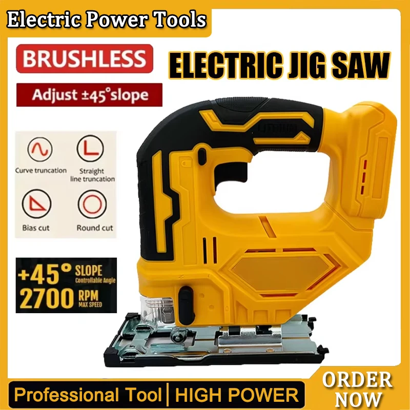 

2026 New 2700RPM Brushless Curve Saw 20V Cordless Electric Jig Saw Portable Multifunction Adjustable Woodworking Power Tool