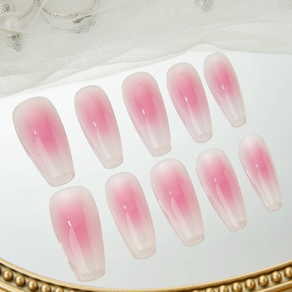 30Pcs Wearable Fake Nails Chinese Pink Nails Design Short Press on Full Cover Fake Nails with Glue Nail Tips