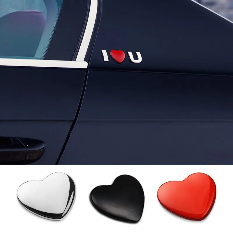 3D Metal DIY Heart Shaped Love Design Logo Car Styling Auto Motorcycle Fender Body Windows Trunk Emblem Badge Decals Stickers