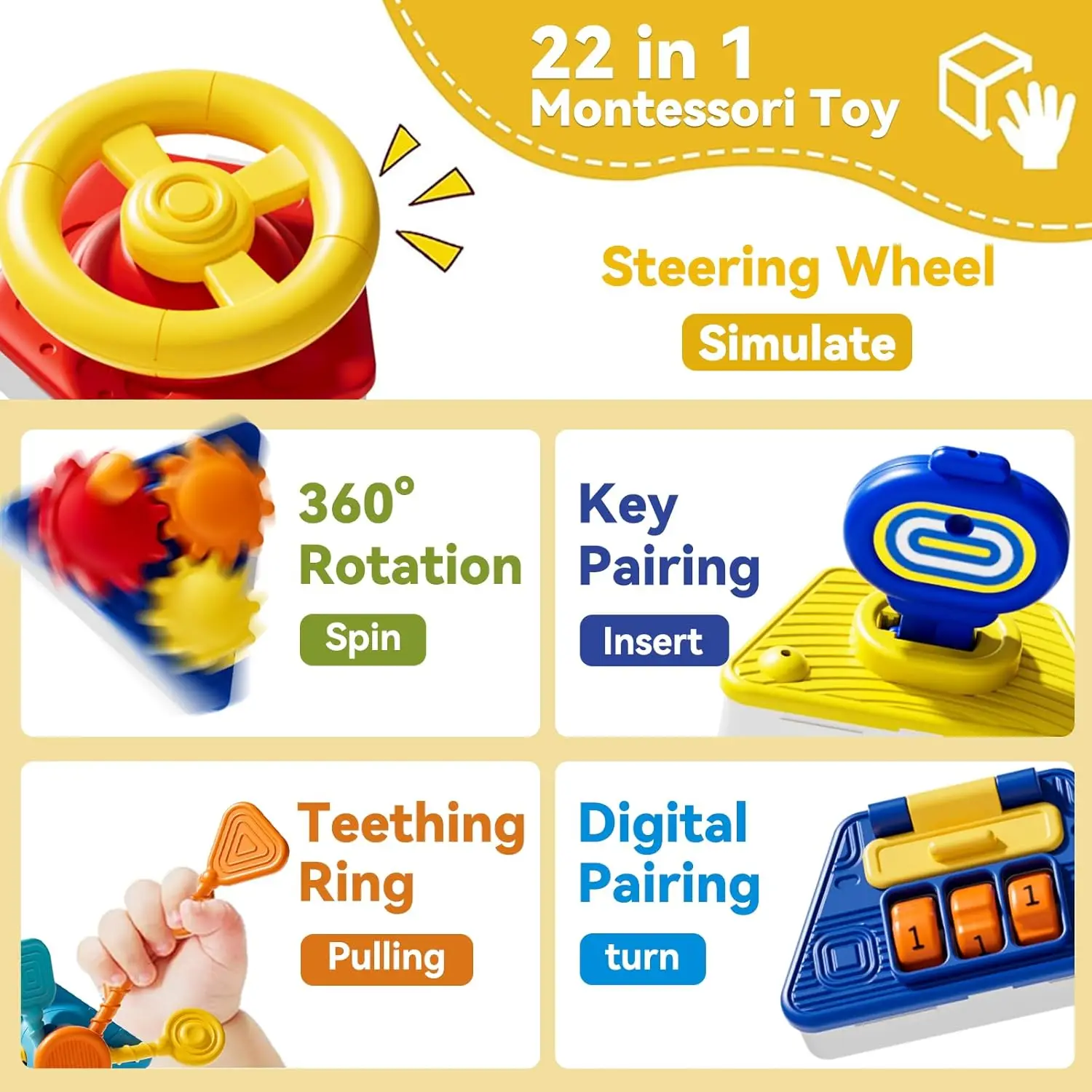 22 In 1 Montessori Busy Board Cube Sensory Educational Toy_voghion.com