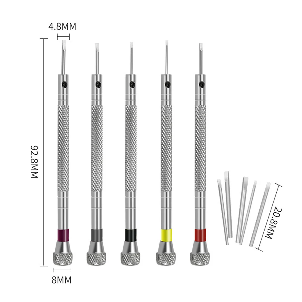 Silver Clock Watch Tools Parts Mini 5 PCS Tone Screwdriver Set for Watch Repair Tool Kit Band Link Pin Remover Screwdrivers