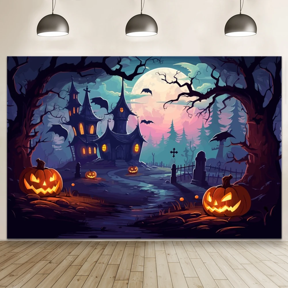 사진을위한 할로윈 사진 배경 성 공포 안개가 자욱한 해골 묘지 할로윈 파티 Photozone 배경