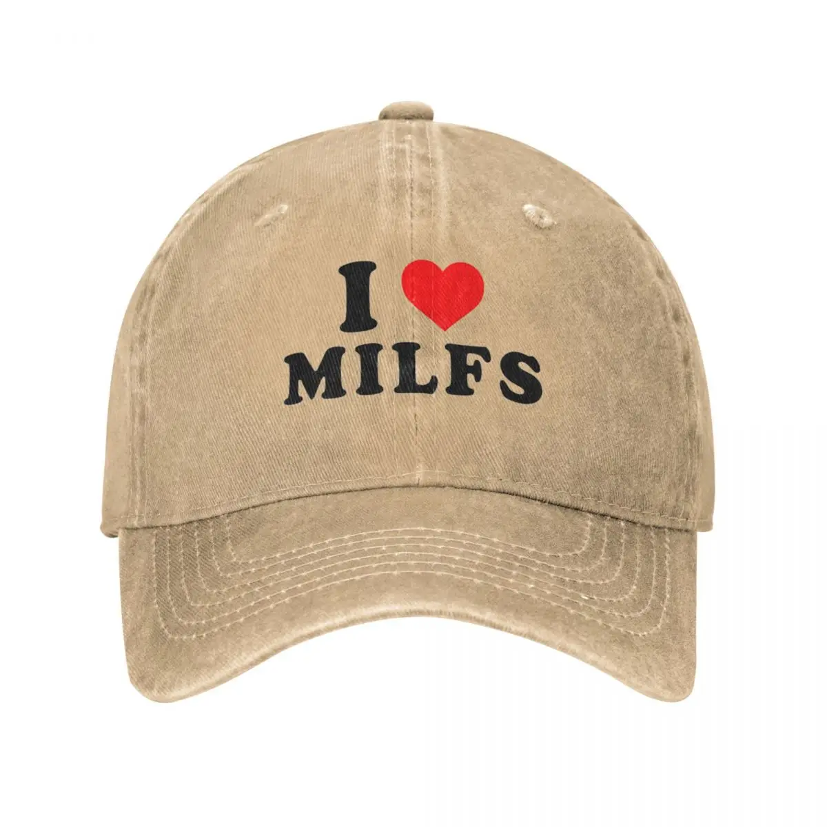 I Love Milfs Washed Baseball Cap Harajuku Desgin Vintage Hip Hop Hats Spring Unisex Running Custom Snapback Cap