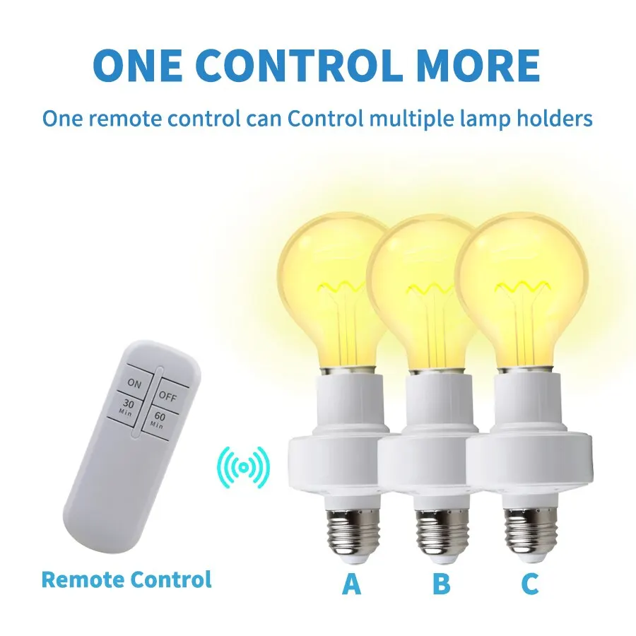 Smart Timer Switch Wireless Remote Control E27 15m Range Lamp Holder 110V 220V ON Off Light Bulb Base Socket Intelligent