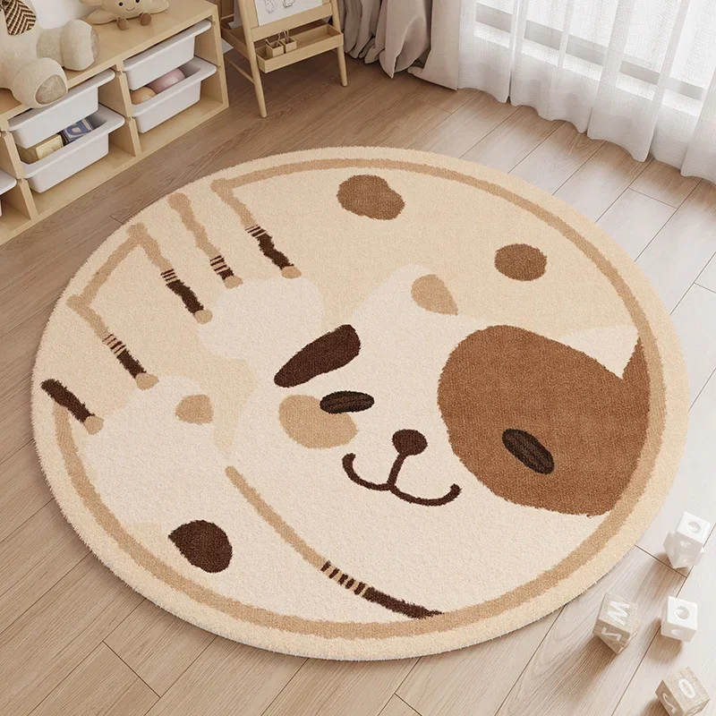 Animal Patterns Carpets for Living Room Fluffy Soft  Bedroom Decor Carpet Thick Plush Bedside Floor Mat Cute Round Children Rug