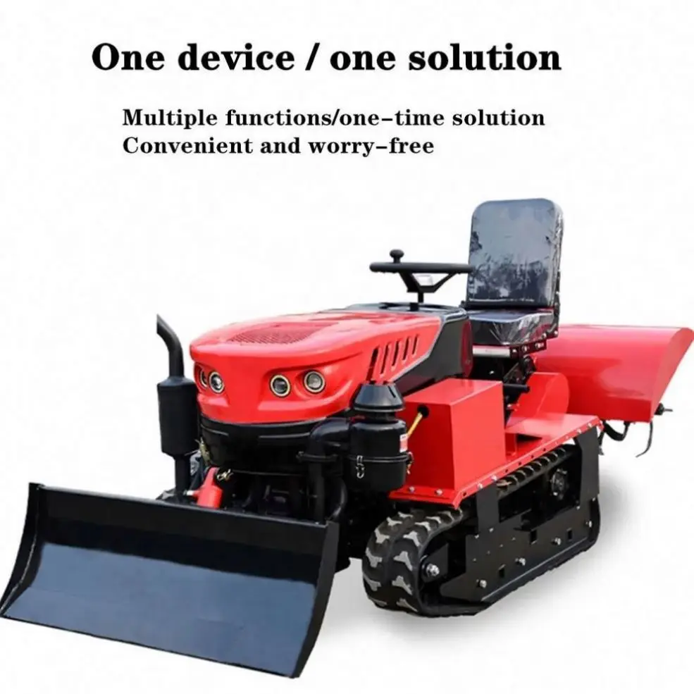 Agricultural Machinery Mini Farm25hp35hptracked Ride Type Cultivator Crawler Tractor Rotary Tiller