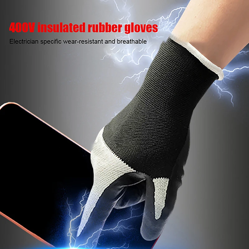 1pair Ultrathin Electrician Insulating Gloves Withstanding Voltage 400V/500V Rubber Touch Screen Insulation Glove Industrial