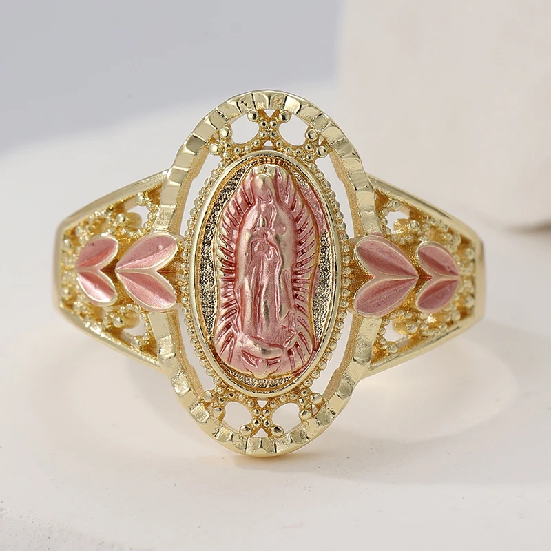 Vintage Two Color Metal Hand Carving Pattern Women's Ring Geometry Daily Wear Party Jewelry