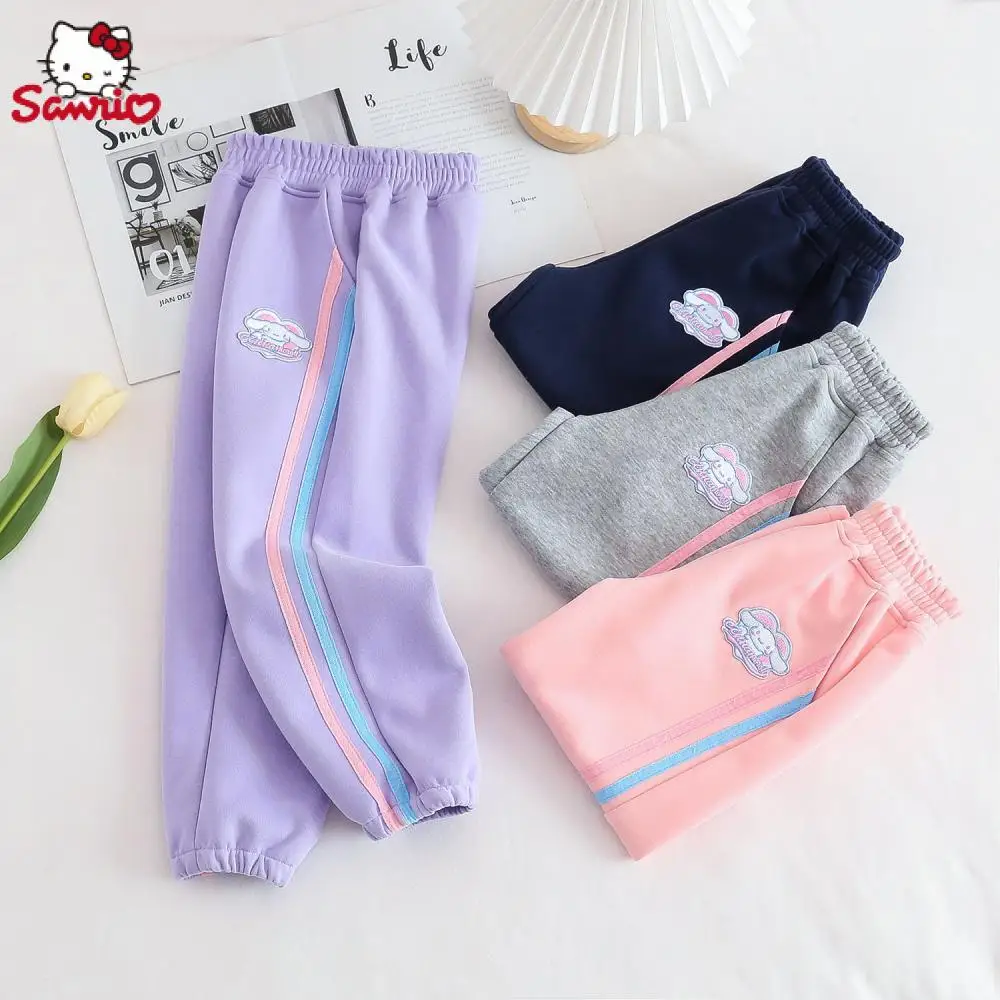 Kawaii Sanrio Cinnamoroll Cotton Children Pants Baby Girls Cartoon Leisure Sport Pants Kids Trousers Toddler Sweatpants