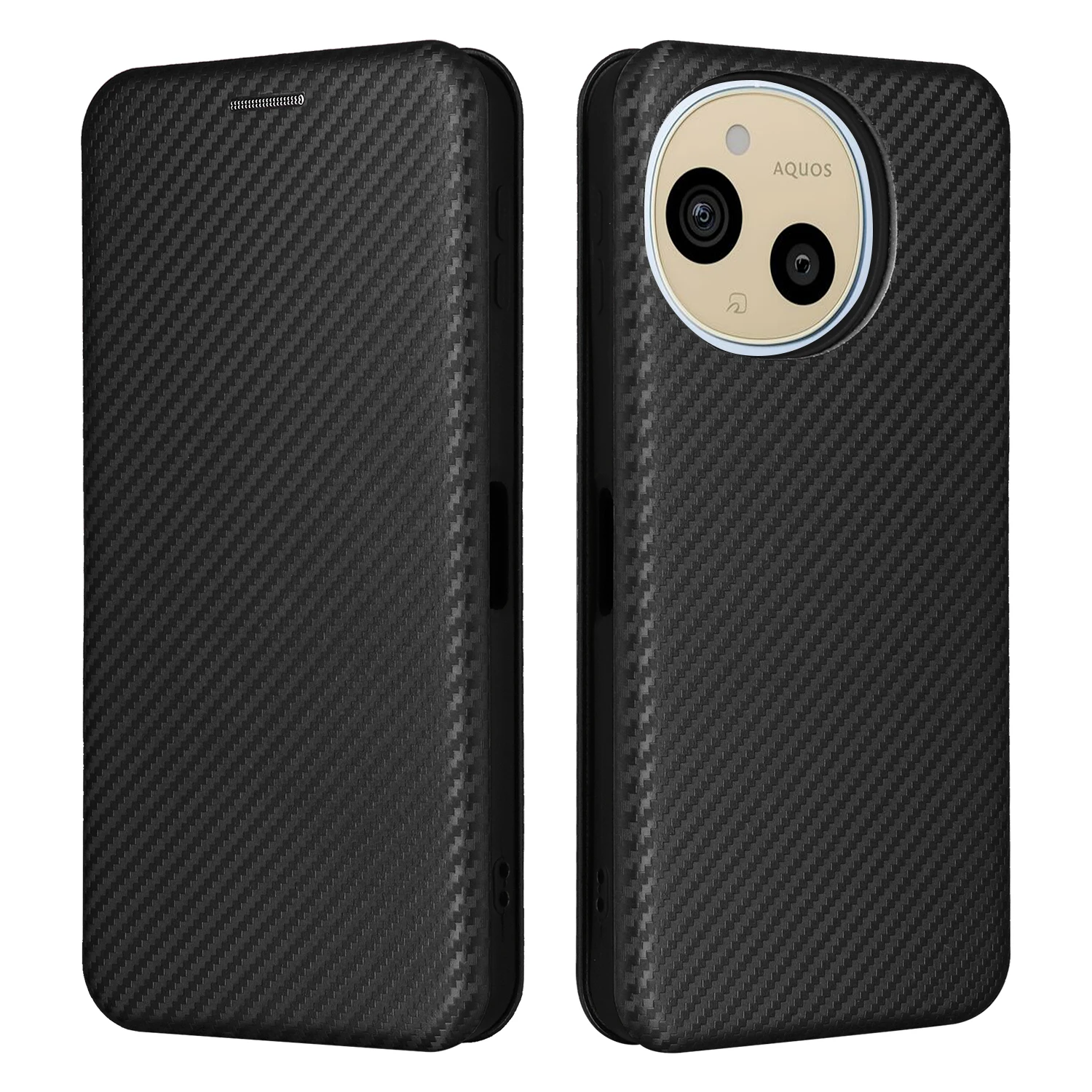 

Flip hard ultrathin carbon fibre Skin Leather Cover For Sharp Aquos sense9 Card Slot Fall prevention Case For SharpAquos sense9