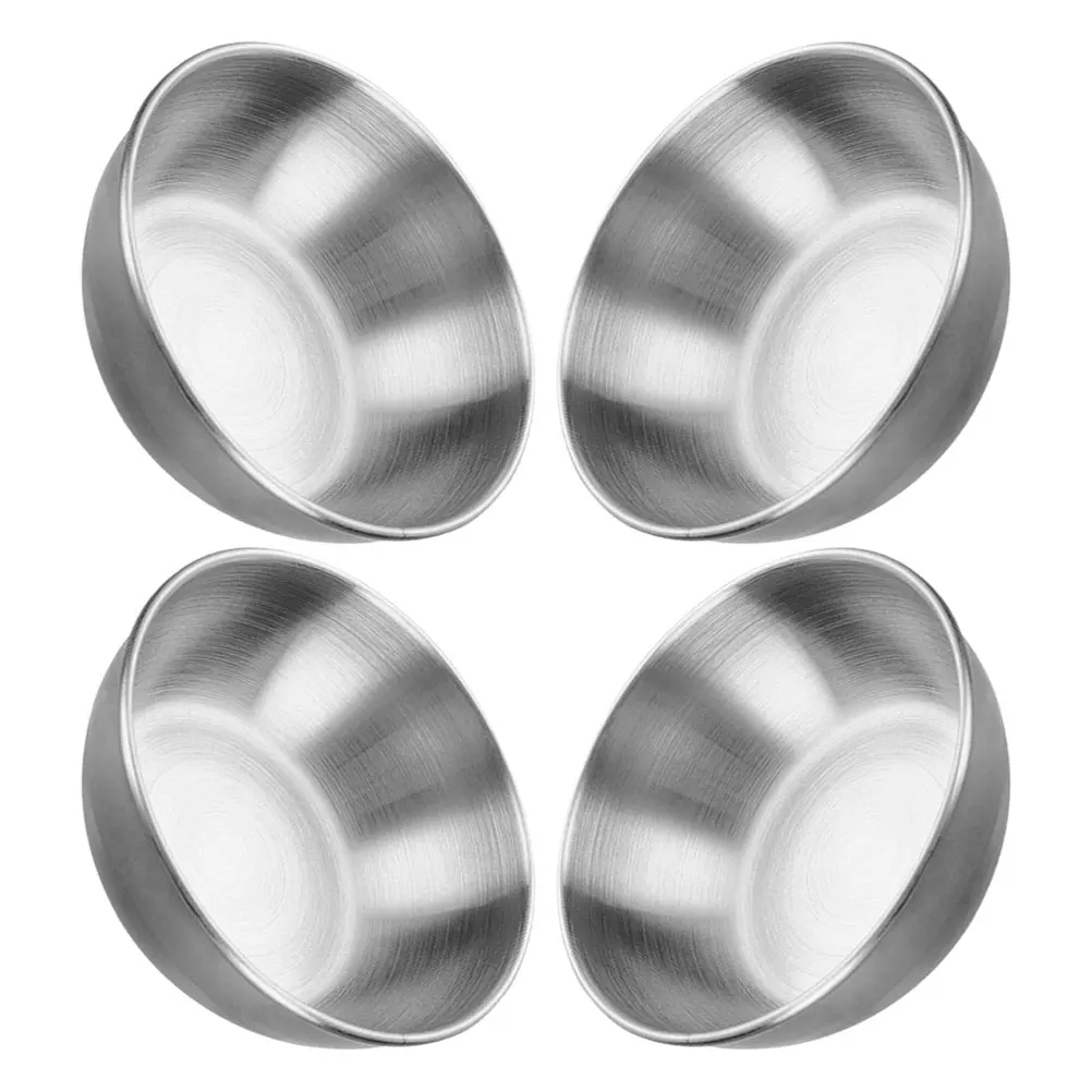 

4pcs Stainless Steel Sauce Bowls 8cm Silver Easy Clean Home Commercial Dip Bowls Soy Sauce Dishes Kitchen Accessories