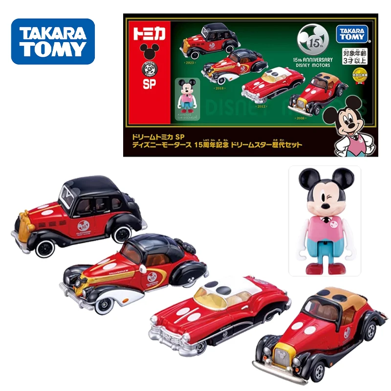 Takara tomy sonho tomica sp disney motores 15th aniversário sonho estrela história conjunto de modelos de carro de metal brinquedos com figura mickey mouse