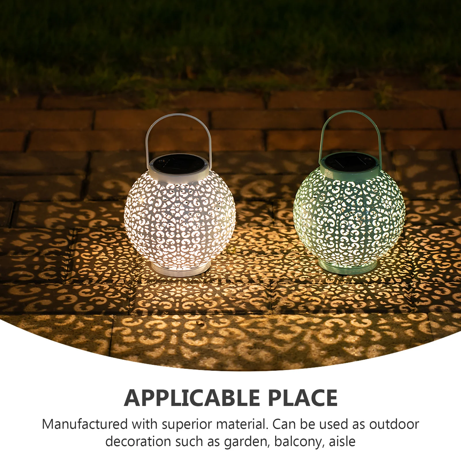 

1Pcs Solar Iron Lantern Garden Yard Decorative Lamp Portable Handle Design Long Term Use Yard Lantern Solar Light