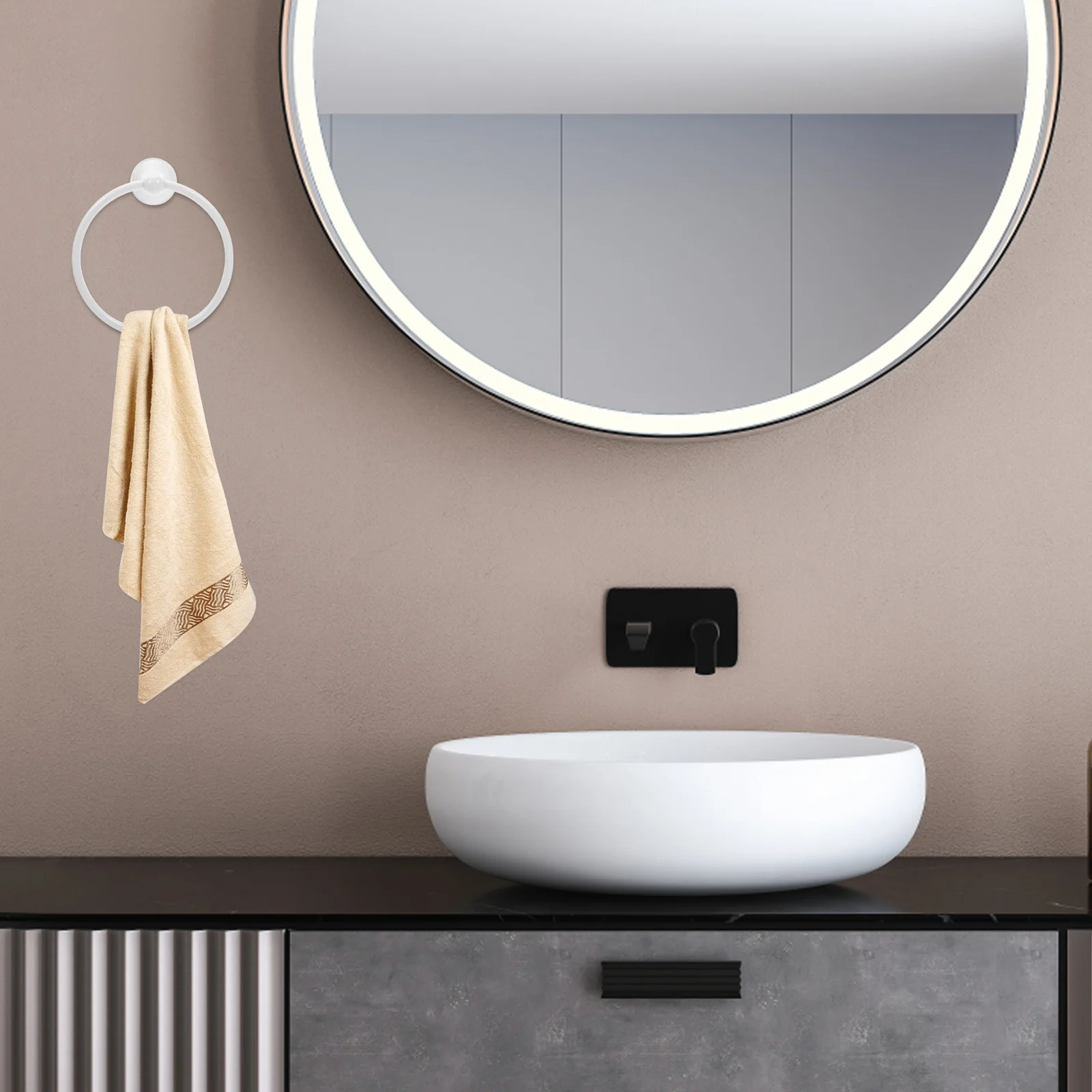 

Elegant Brass Towel Ring Round Wall Mount Bathroom Accessory Towel Hanging Rack for Home Hotel School Kitchen Bathroom