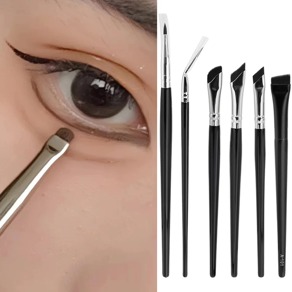 Portable Blade Eyeliner Brush Ultra Thin Fine Angle Flat Eyebrow Brush Under The Eye Place Makeup Brush Set Precise Detail Brush