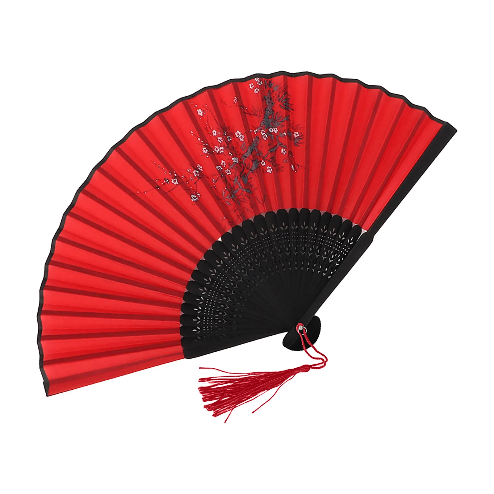 Abanico Plegable Chino Japonés de Bambú con Borla Colorida, Elegante Abanico Femenino de Estilo Vintage, Abanico de Seda, Decoración para el Hogar, Regalo