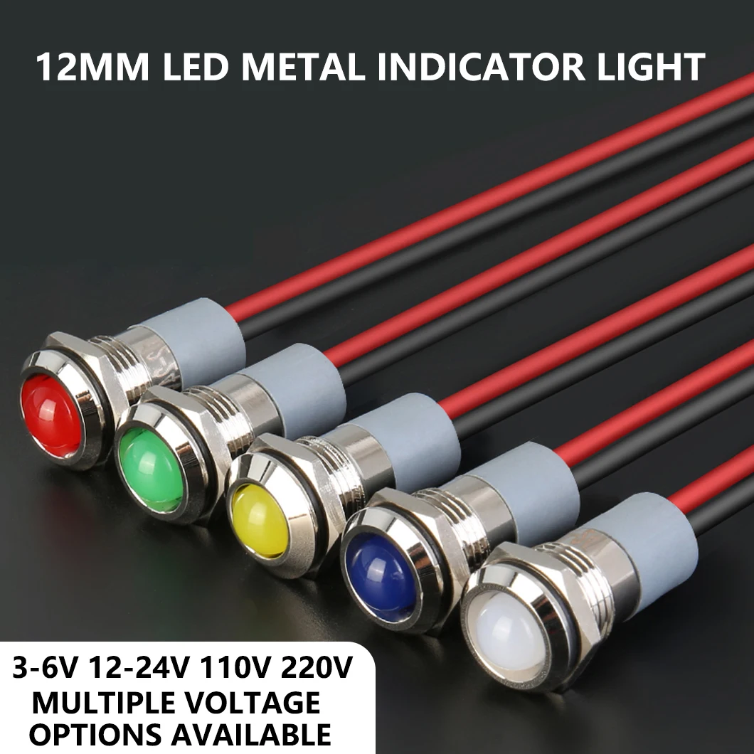 

ABILKEEN 10 шт. 12 мм металлический индикатор с плоской/шаровой поверхностью AC/DC 3 ~ 220 В промышленная сигнальная лампа IP68 водонепроницаемая