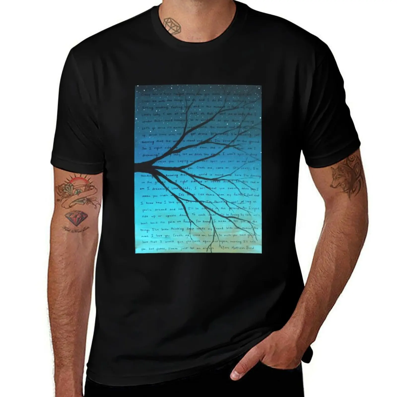 

DMB Crush Lyric Art Blue T-Shirt vintage anime shirt customizeds baggy shirts valentines boutique clothes plus size men clothing