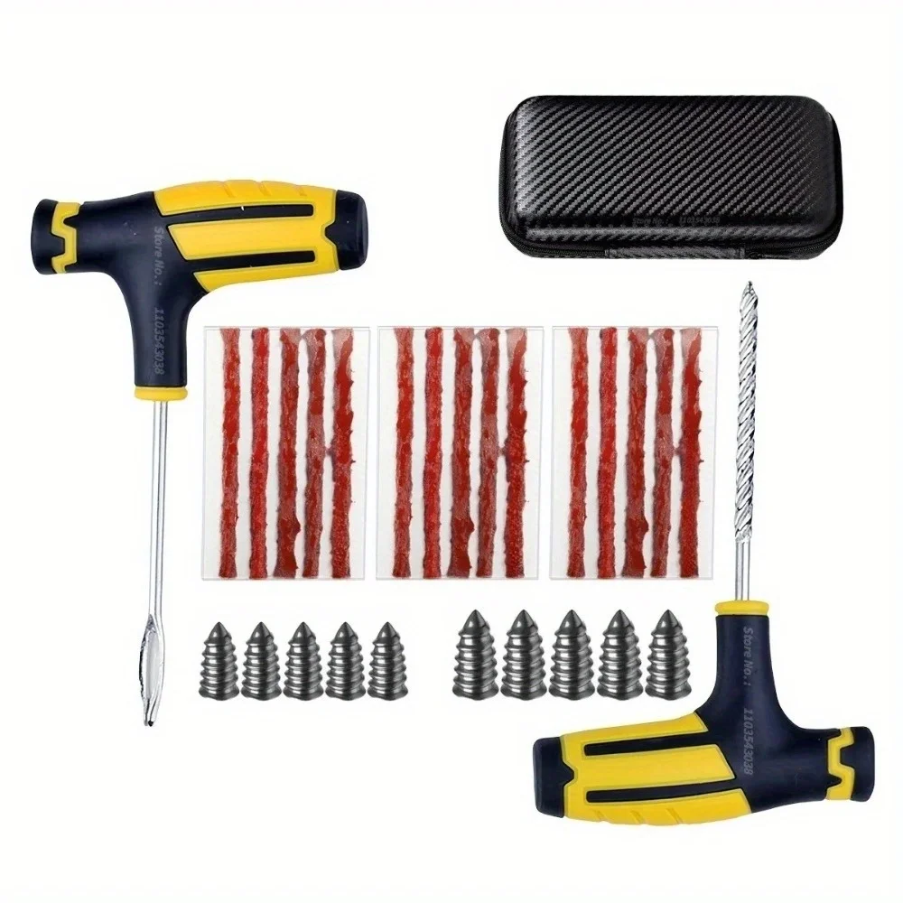Emergency Tire Repair Kit - Universal Manual Tools with Repair Strips & Storage Box for Car Motorcycle Bicycle image 3