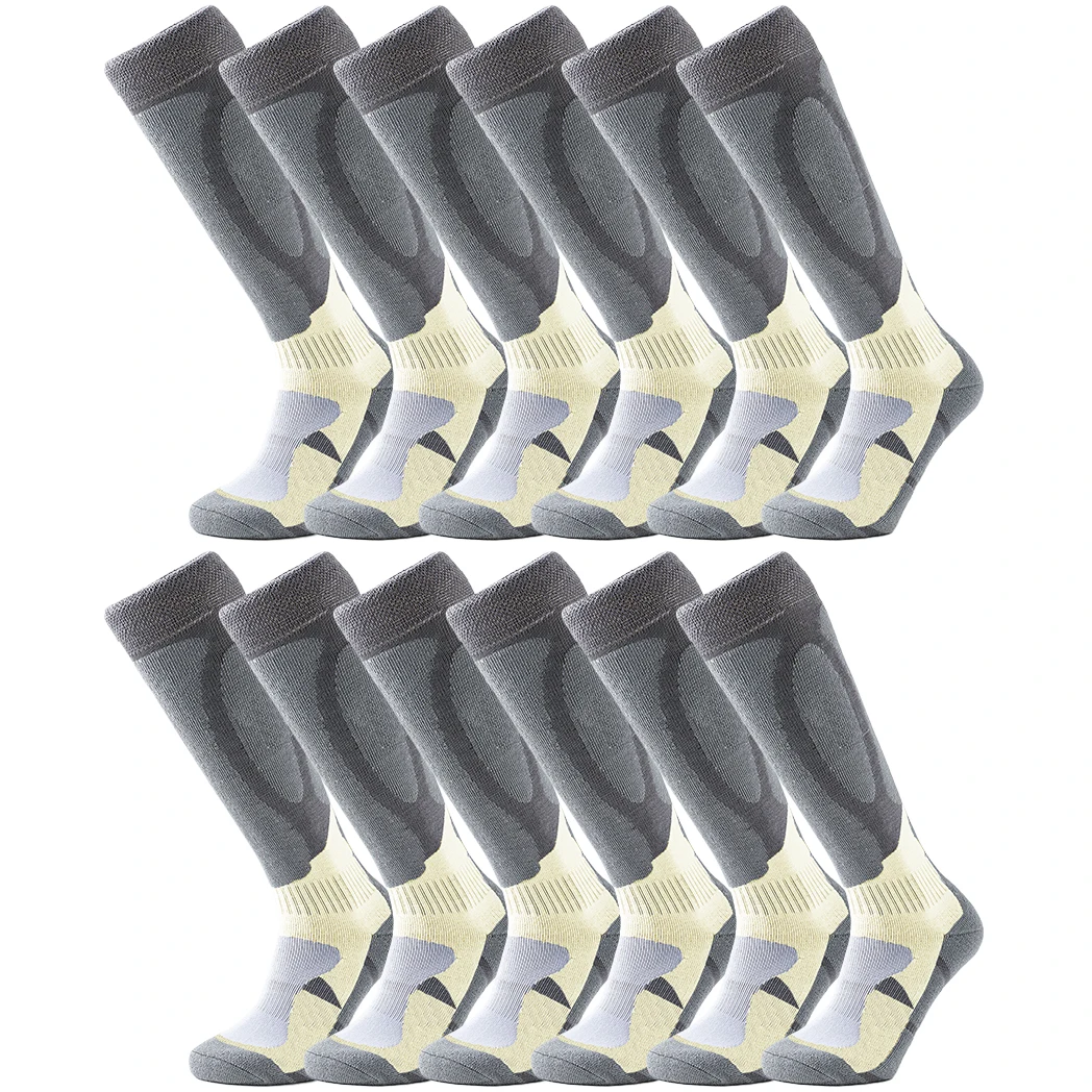 جوارب تزلج مضغوطة للجنسين، قبضة غير قابلة للانزلاق، معزولة حراريًا ومسامية ومضادة للصدمات مع قاعدة منشفة للرياضات الشتوية #5