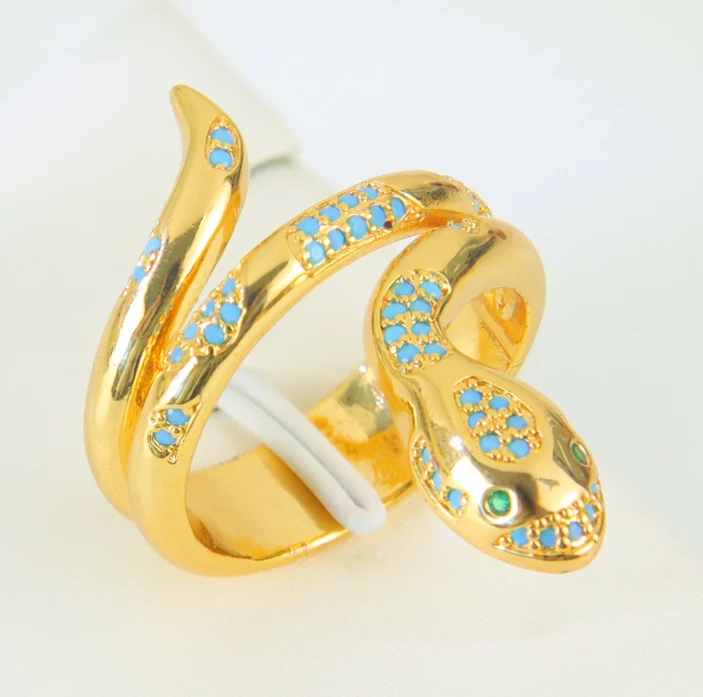 Hip-Hop Zirkonia Offene Schlangenringe 21k Vergoldet Arabische Mode CZ Tier-Ring Italienischer Damen Event Party Punk Schmuck Geschenke – Detail 15