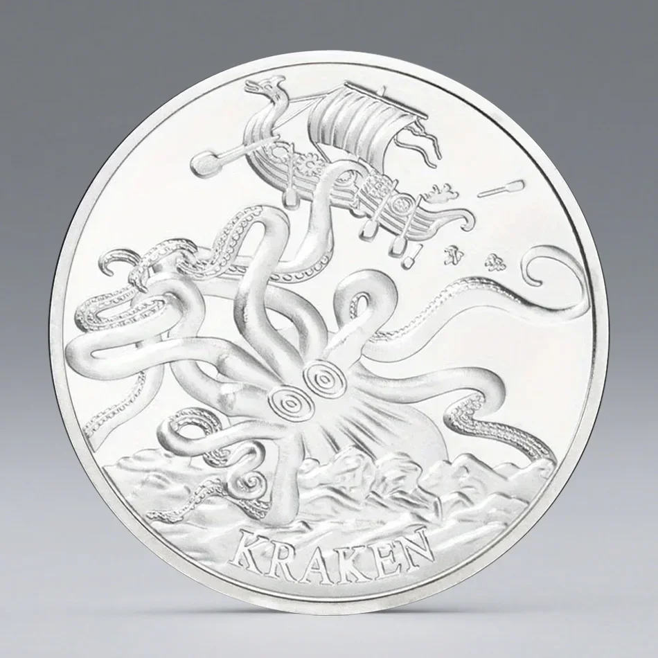 The Nordic Sea Commemorative Coin Monster Kraken Silvery Plated Souvenir Coin Home Decoration
