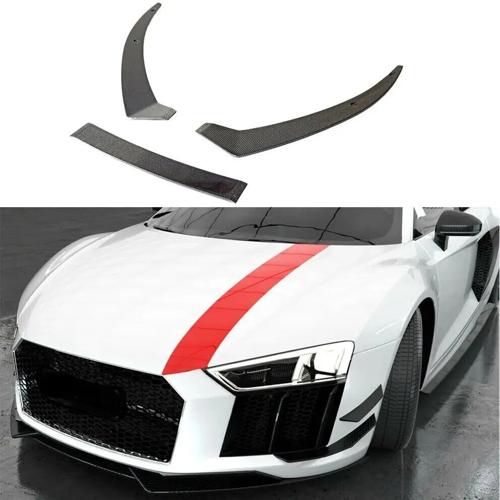 13PCS Real Carbon Fiber Front Rear Bumper Side Skirt Spoiler Trims For Audi R8 2Door 2016-2019