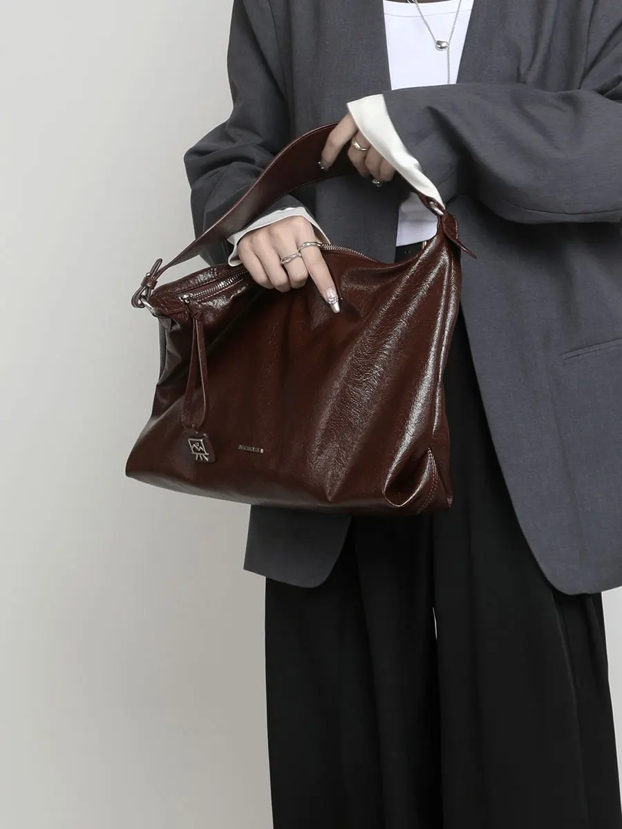 Wood River Card Original Design Retro Tote Bag Women's Large Capacity Single Shoulder Slant Cross Bag Korean Version 2026 New